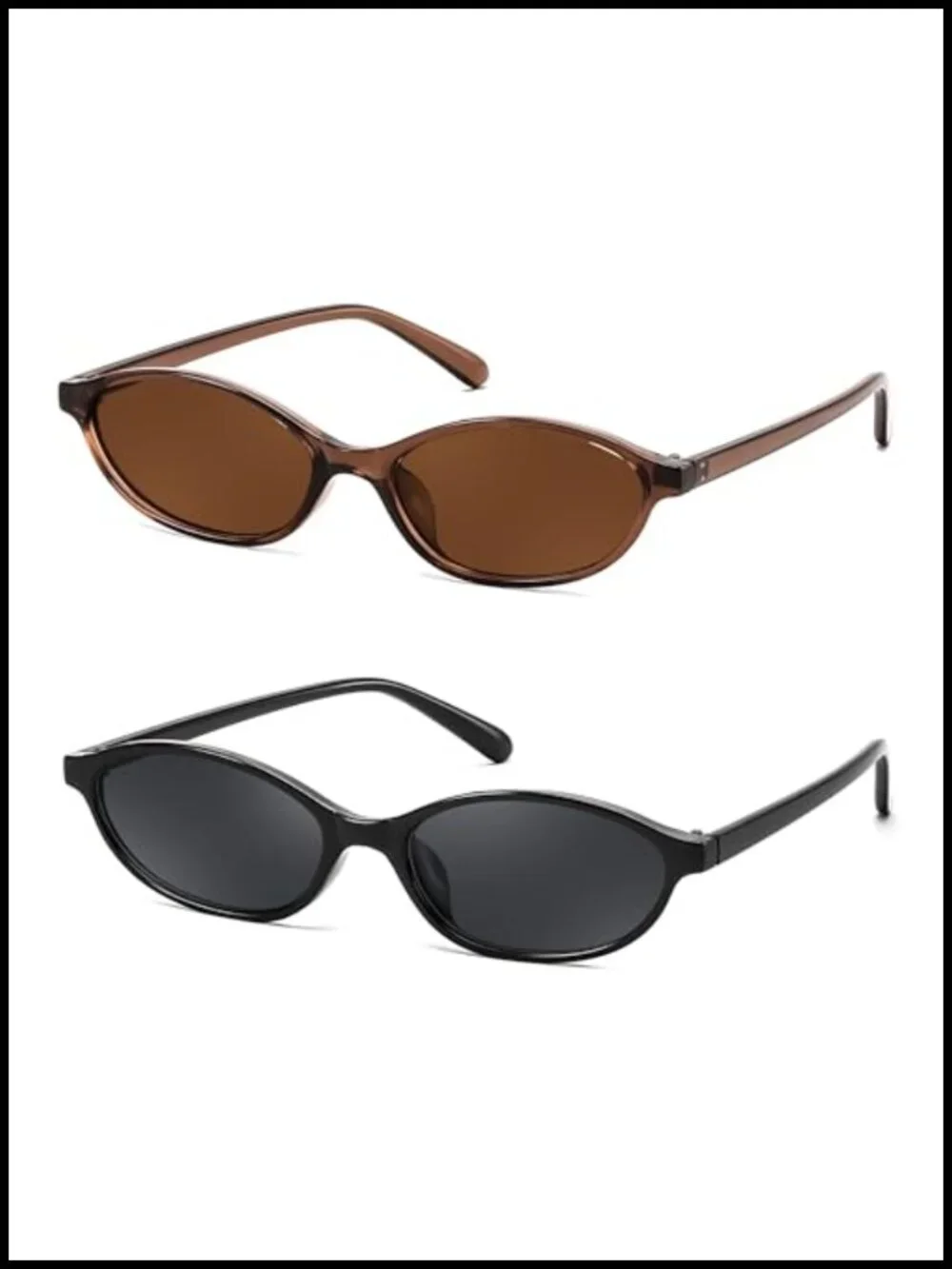 Retro Oval Cat Eye Sunglasses UV400 Protection Lightweight Narrow Shades Y2k